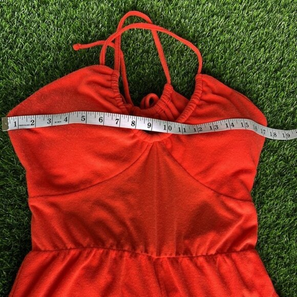 DEREK HEART Orange Terry Cloth Romper size large - Picture 3 of 6